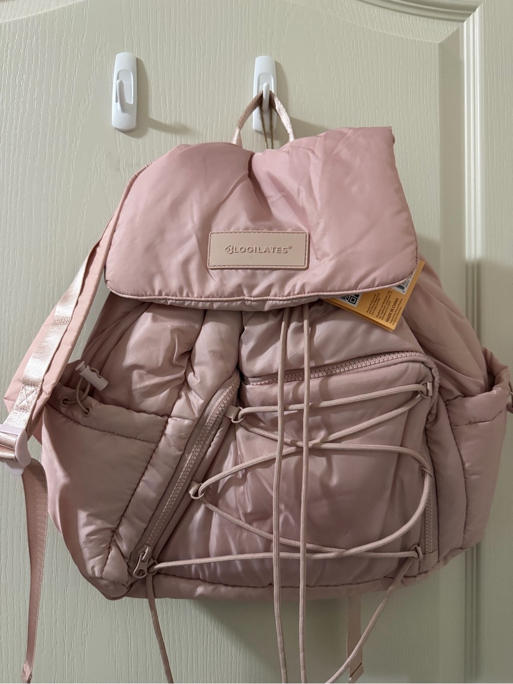 Bloomates Blush Pink Quilted Puffer Backpack for Women